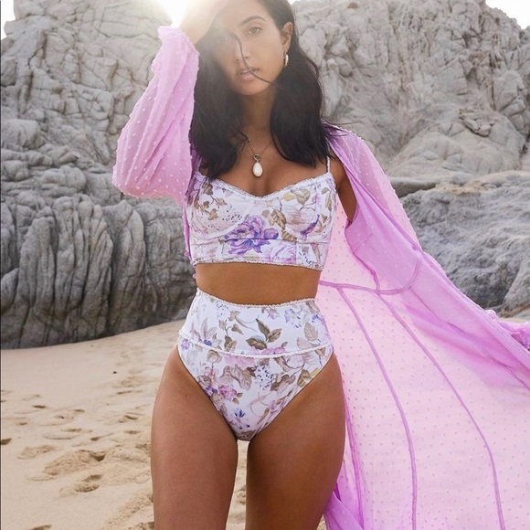 EXPRESS ROCKY BARNES SWISS DOT SHEER KIMONO DRESS - Picture 4 of 8